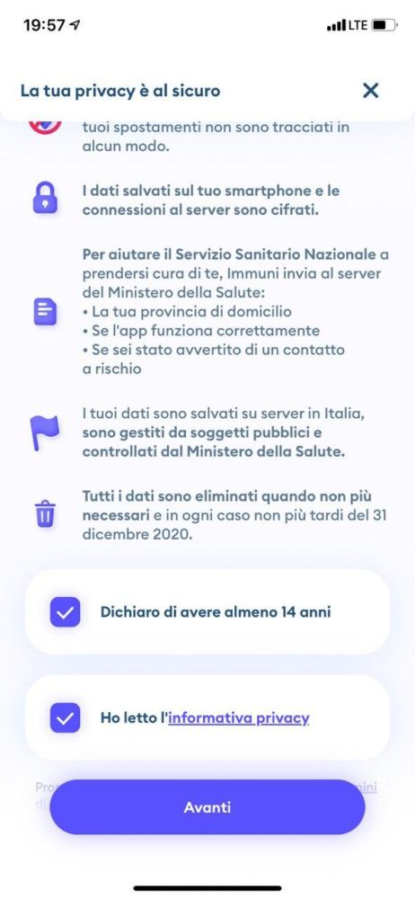 Immuni Privacy 2