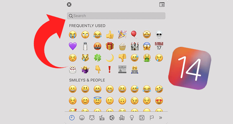 ricerca emoji ios 14