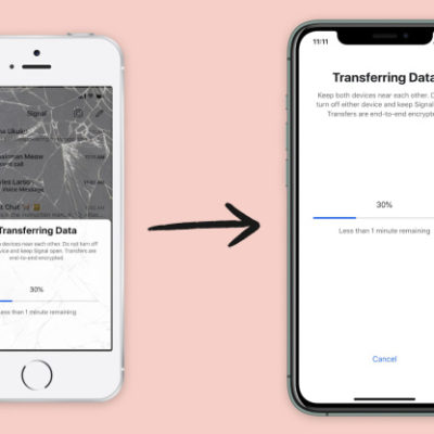 Signal su iOS può trasferire i dati in modo sicuro su un nuovo dispositivo
