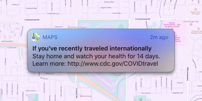 COVID-19: Apple Maps consiglia ai viaggiatori di mettersi in quarantena preventiva