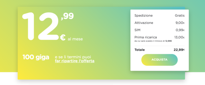 Ho.: 100GB in 4G a 12,99€ al mese