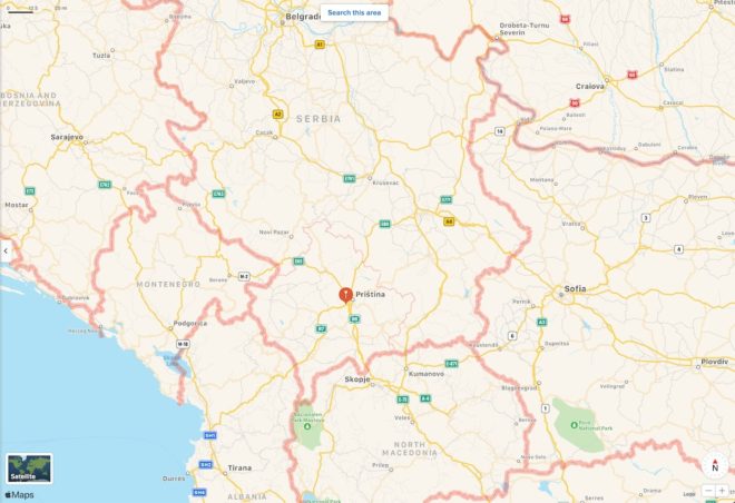 Il Kosovo chiede di correggere i confini su Apple Maps
