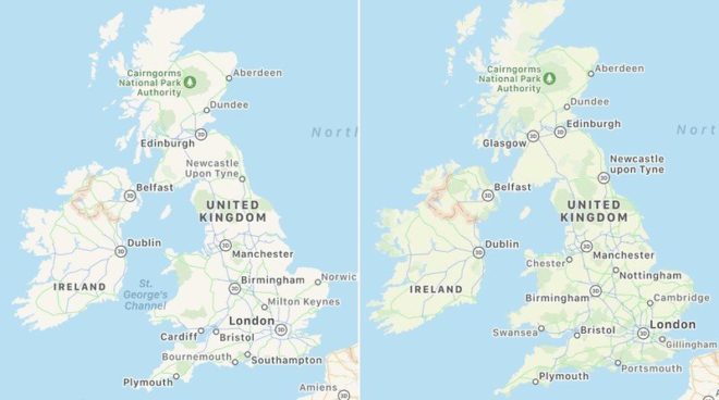 Apple Maps: iniziano i test delle nuove mappe in UK e Irlanda