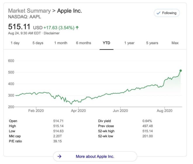 Il titolo Apple supera i 500$ per azione!