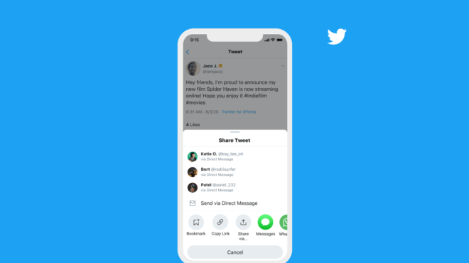 Twitter per iOS introduce un nuovo menù “Condividi Tweet”
