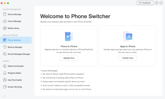 AnyTrans: il data manager completo per la migrazione ad iPhone 12