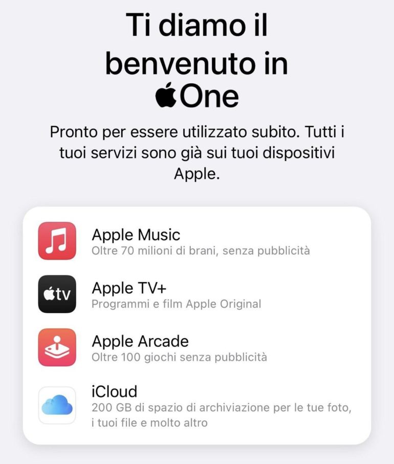 apple one attivato