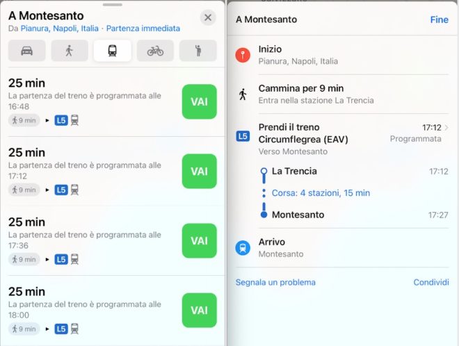 Apple aggiunge le indicazioni sui trasporti pubblici in tante città italiane