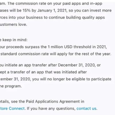 App Store Small Business Program, arrivano le prime e-mail di conferma agli sviluppatori