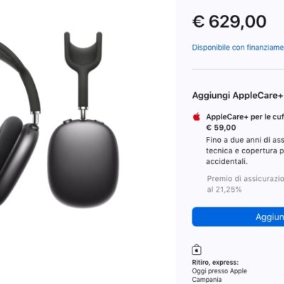 Le AirPods Max disponibili con ritiro immediato negli Apple Store
