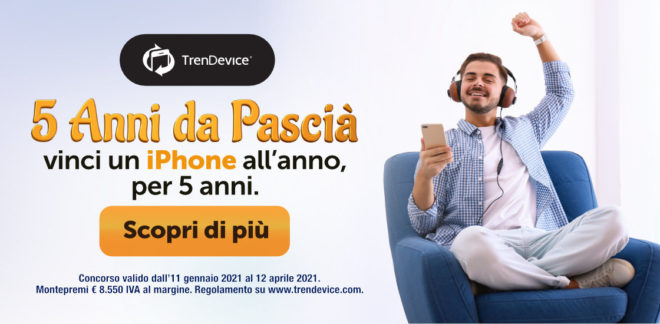 5 anni da Pascià: vinci un iPhone all’anno, per 5 anni – Concorso a premi TrenDevice