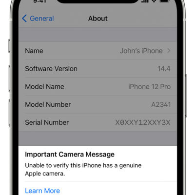 iOS 14.4 ti avvisa quando viene montata una fotocamera non originale su iPhone 12