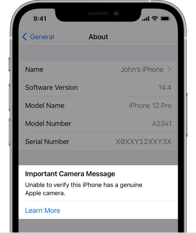 iOS 14.4 ti avvisa quando viene montata una fotocamera non originale su iPhone 12