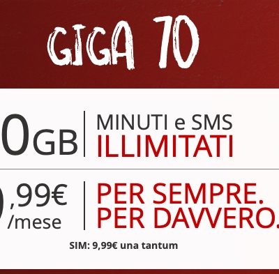 iliad lancia GIGA 70 5G: minuti illimitati, SMS illimitati e 70 GB a 9,99€!