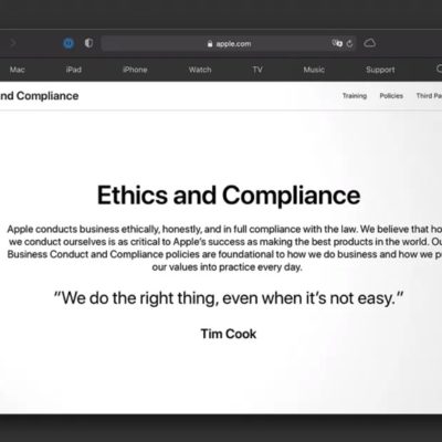 Apple ha pubblicato la nuova pagina web “Ethics and Compliance”