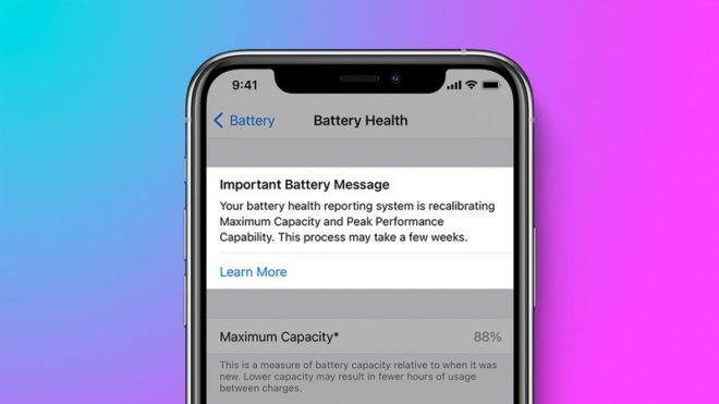 iOS 14.5, capacità massima della batteria migliorata dopo il processo di ricalibrazione su iPhone 11