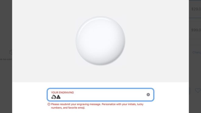 Apple blocca le incisioni offensive su AirTag