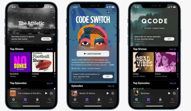 Apple attiva gli i canali e gli abbonamenti a pagamento nell’app Podcast