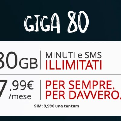 Iliad Giga 80: minuti ed SMS illimitati e 80GB a 7,99€