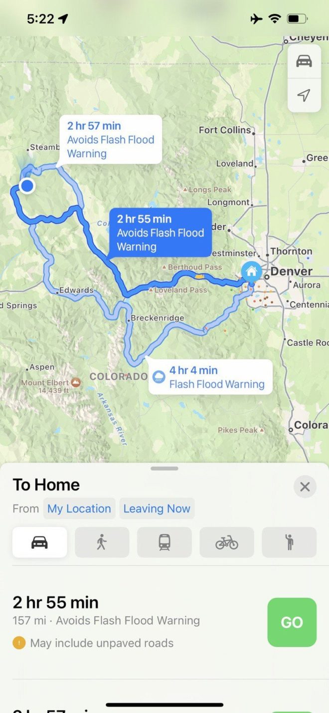 Apple Maps mostra le allerte meteo su iOS 15
