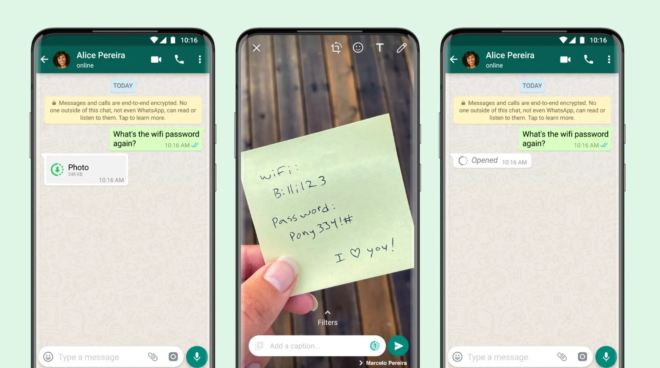 WhatsApp: arriva l’opzione “Visualizza una volta” per l’invio di foto e video