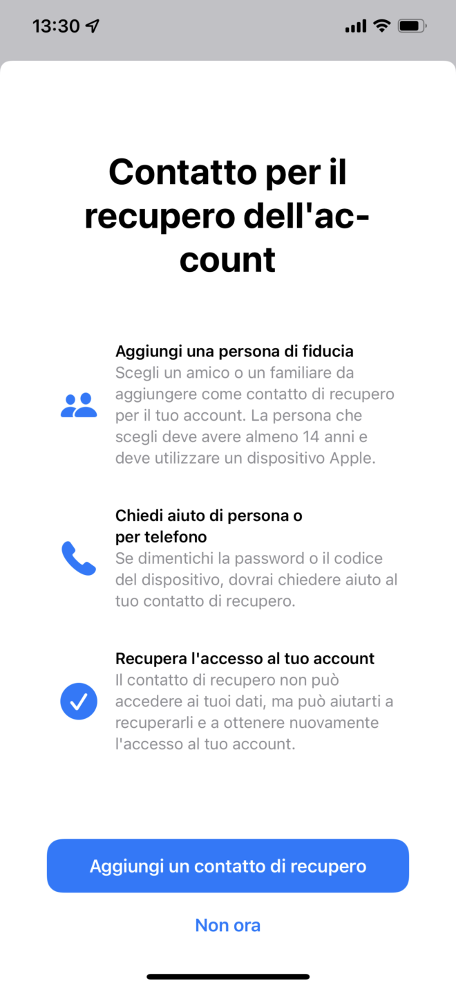 Come scegliere un contatto per il recupero della password con iOS 15