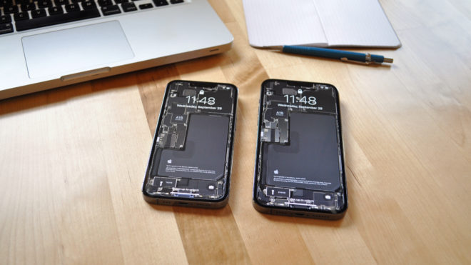 iPhone 13 Pro e iPhone 13 Pro Max ai raggi X con gli sfondi di iFixit