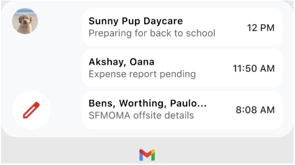 google gmail widget