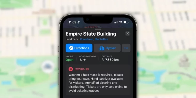 Apple Maps mostra i requisiti anti COVID-19 per accedere in determinati luoghi