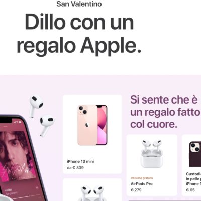 Apple pubblica la guida ai regali di San Valentino