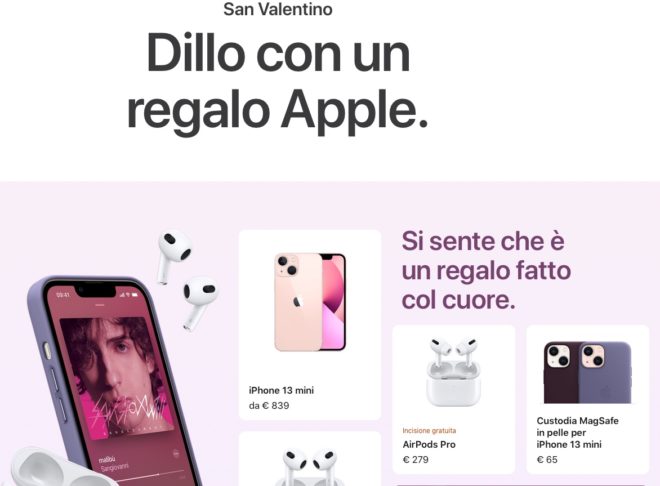 Apple pubblica la guida ai regali di San Valentino
