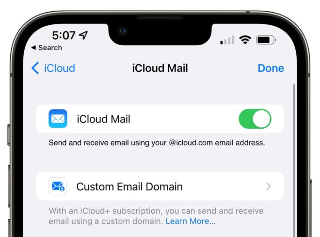 Con iOS 15.4 è possibile impostare un dominio email personalizzato su iCloud Mail