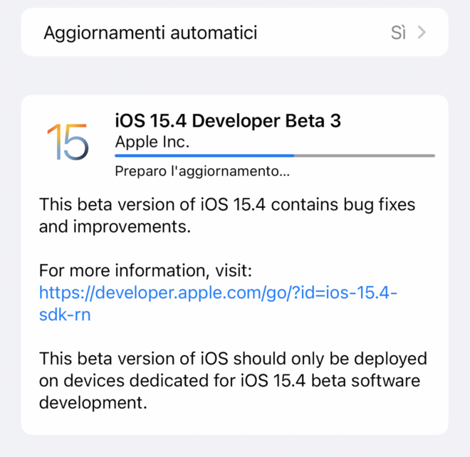 Apple rilascia iOS 15.4 Beta 3, iPad OS 15.4, tvOS 15.4 e watchOS 8.5 Beta 3 [ANCHE PUBBLICA]