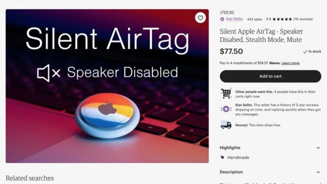 Su eBay arrivano gli AirTag privi di speaker