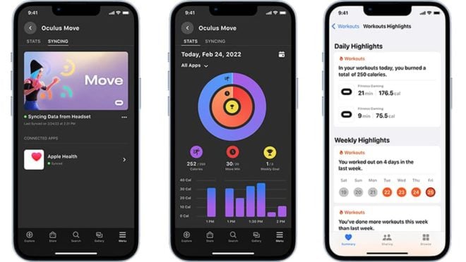 I dati fitness di Oculus Quest 2 arrivano sull’app Salute di Apple