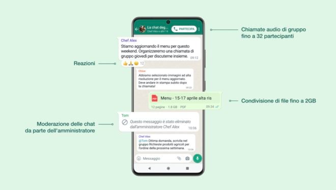 WhatsApp ufficializza l’arrivo delle Reaction ai messaggi e delle Community