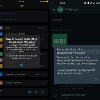 WhatsApp non salverà automaticamente i media delle chat effimere