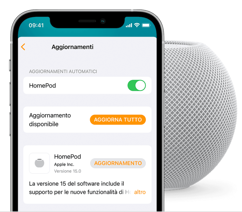 come aggiornare homepod