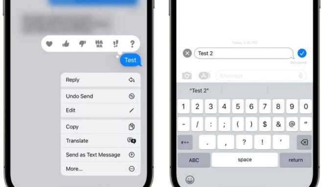 iOS 16, come eliminare un iMessage inviato