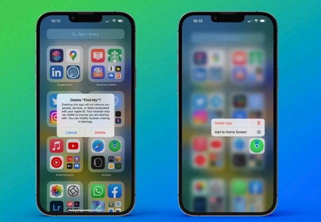 iOS 16 consente di disinstallare altre tre app Apple