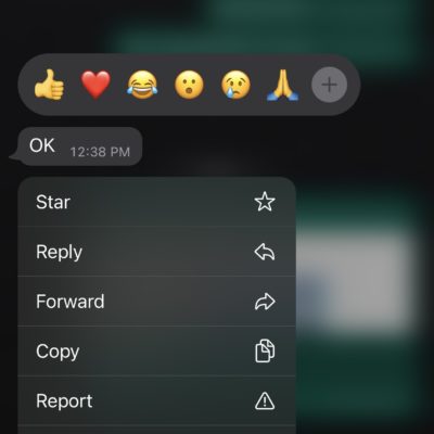 WhatsApp consente di utilizzare qualsiasi emoji come reaction