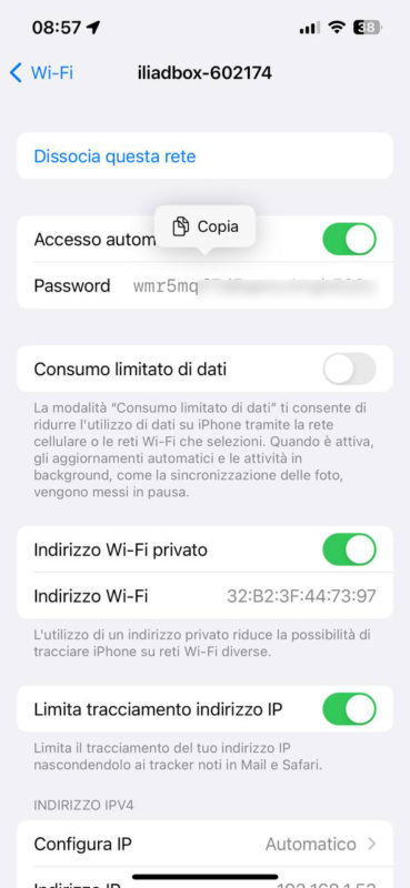 come trovare password Wi-Fi iOS 16