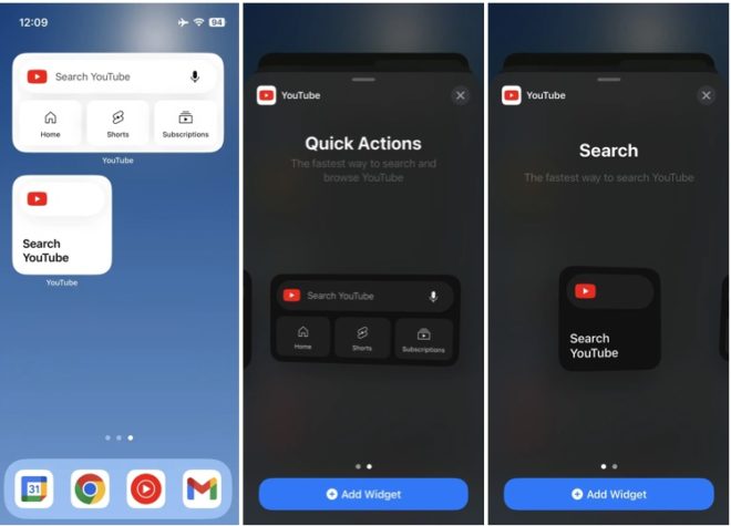 Google rilascia i widget di YouTube per la schermata home degli iPhone