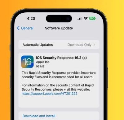 Apple rilascia un Rapid Security Response per iOS 16.2