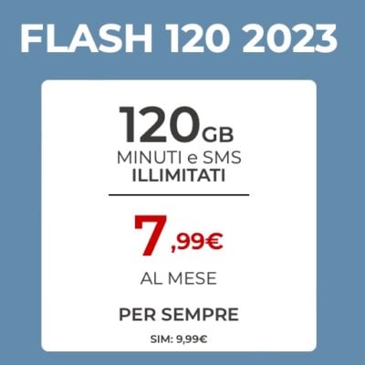 Iliad FLASH 120 2023 con tutto illimitato e 120 GIGA a 7,99€