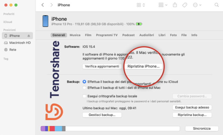 azzerare e ripristinare iphone 1