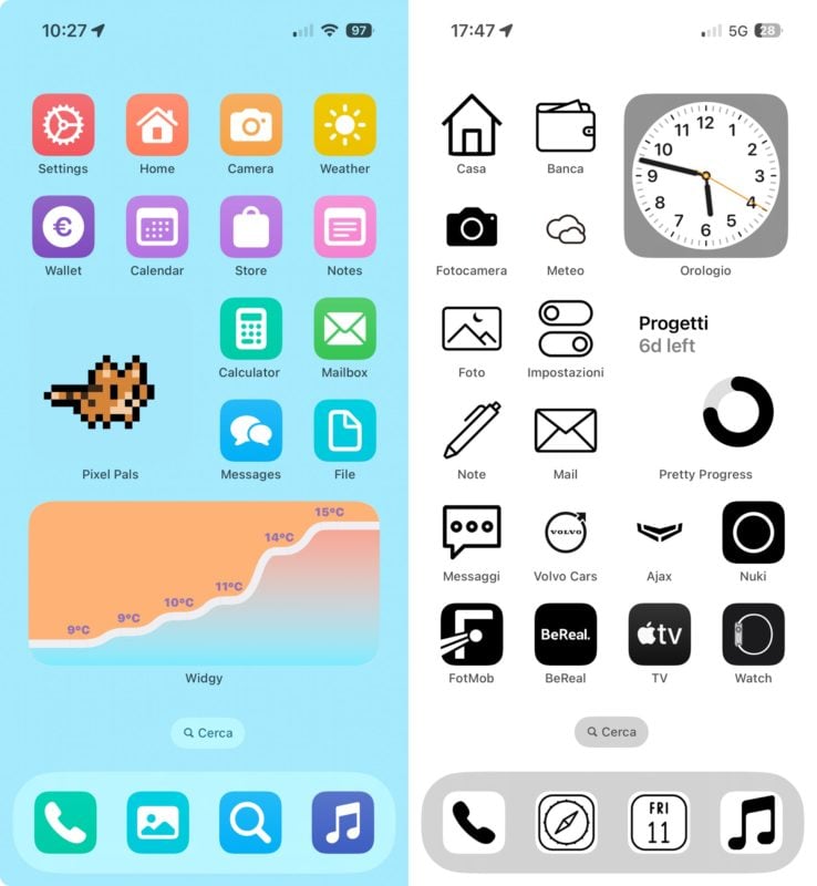 esempi home screen