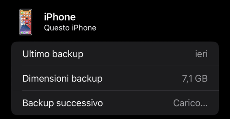 fare backup iphone