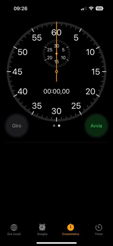 cronometro analogico iPhone