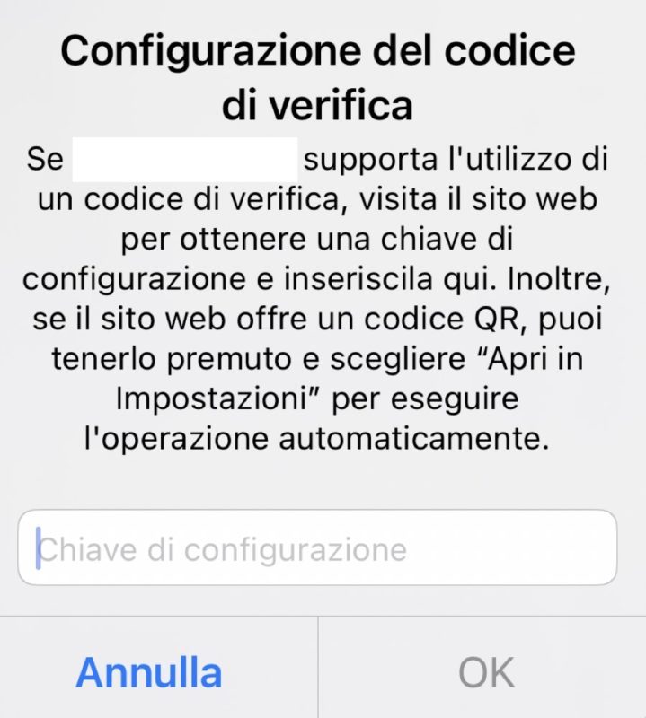 generare codici autenticazione a due fattori ios